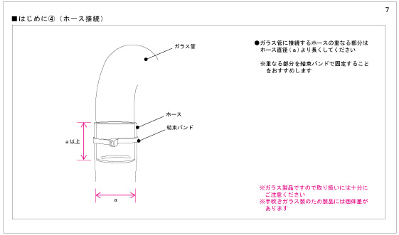 マメオーバーフロー取扱説明書・はじめに④（ホース接続）【マメ