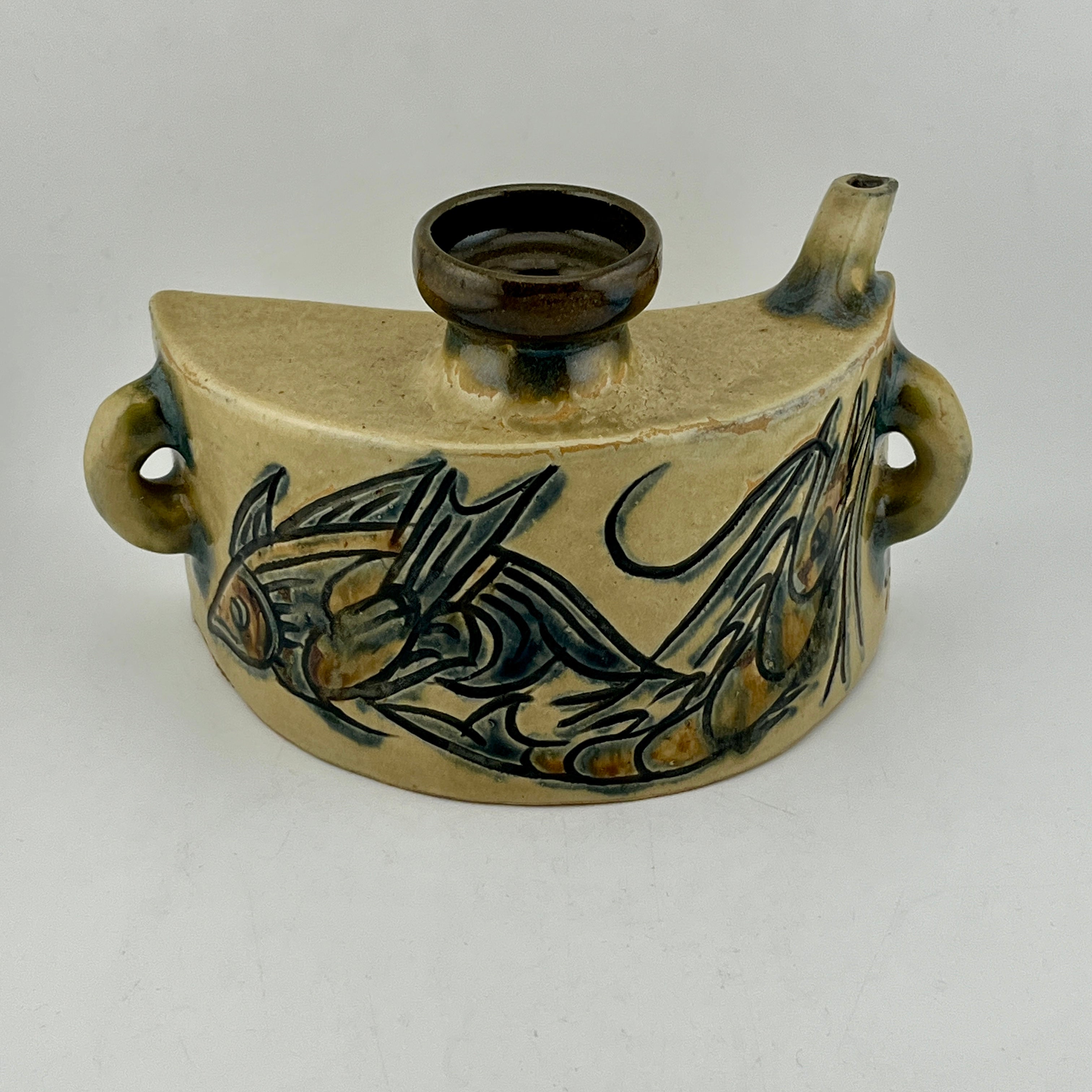 本物保証金城次郎 海老魚紋花瓶(海老2魚2）共箱 【真作】【