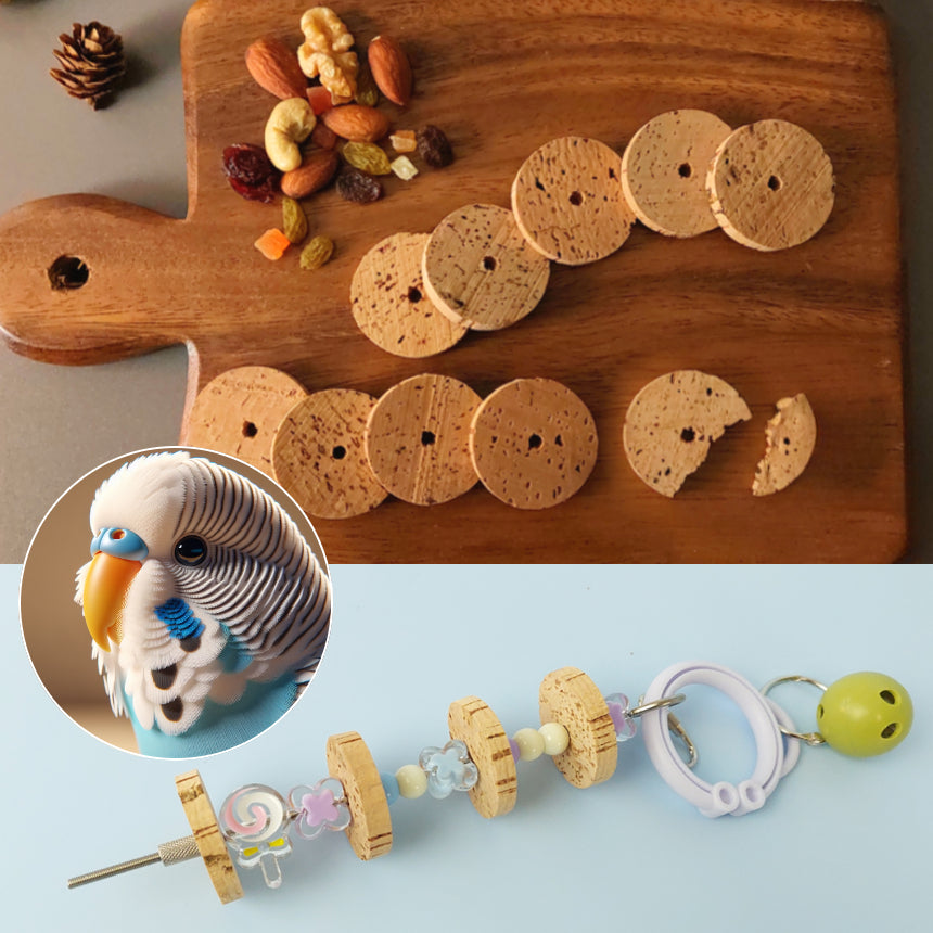 インコおもちゃ 鳥おもちゃ コルクとバルサセット バードトイ 鳥の