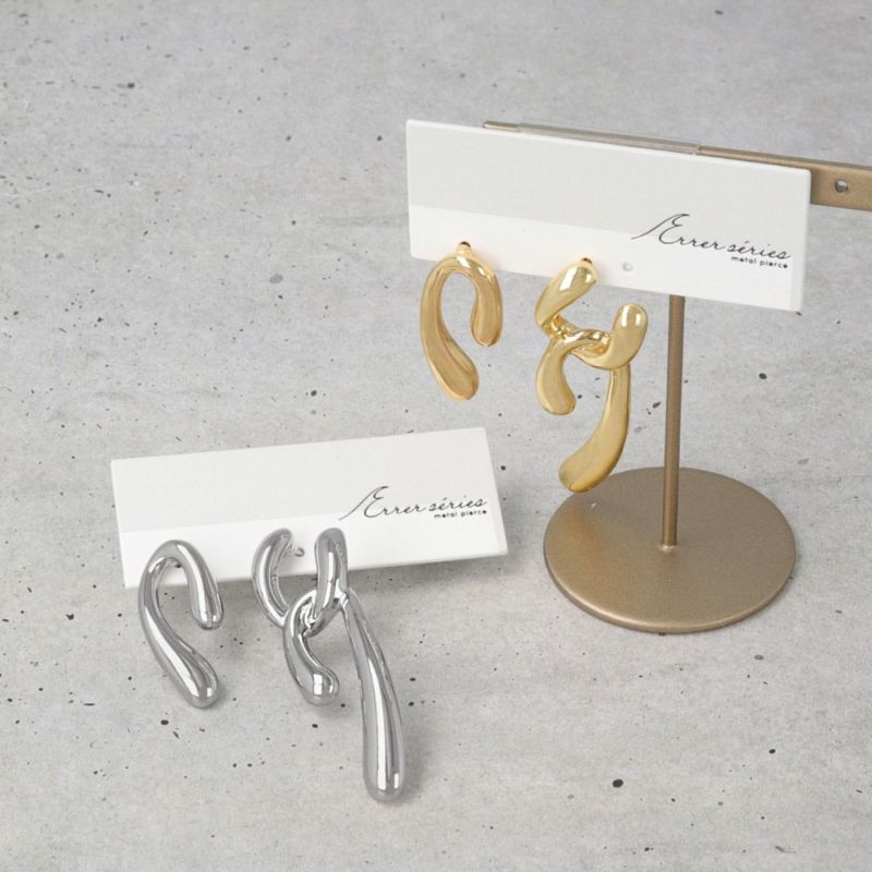 ピアス ニッケルフリー メタル メルト カーブ クロス リンク