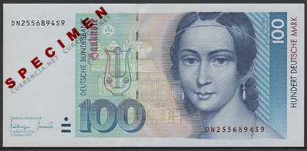 旧紙幣 西ドイツ 100マルク クララ・シューマン 1枚