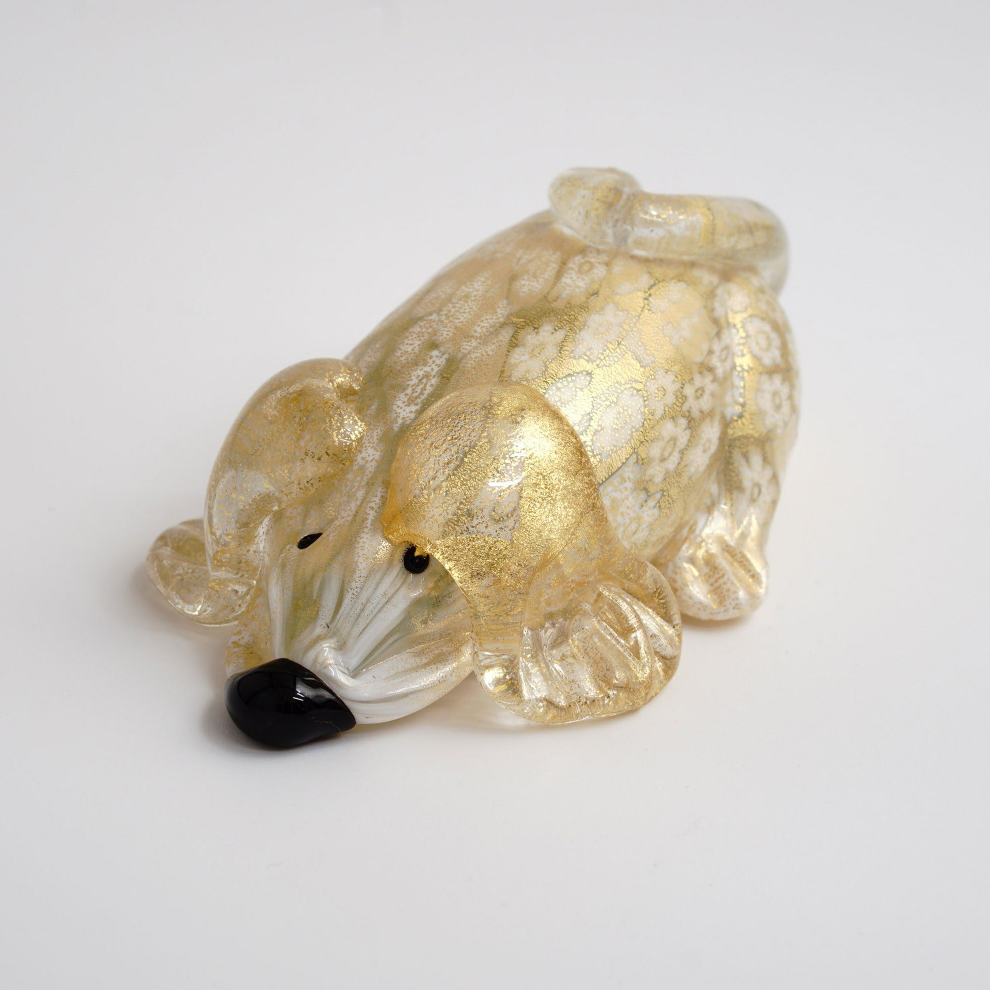 希少】ヴェネチアンガラス ミルフィオリ 犬 置物 ムラーノガラス