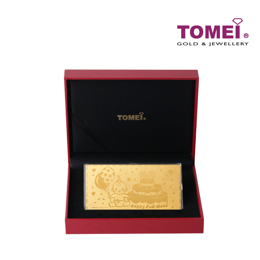 TOMEI Happy Full Moon Baby With Cake Gold Foil 1G, Yellow Gold