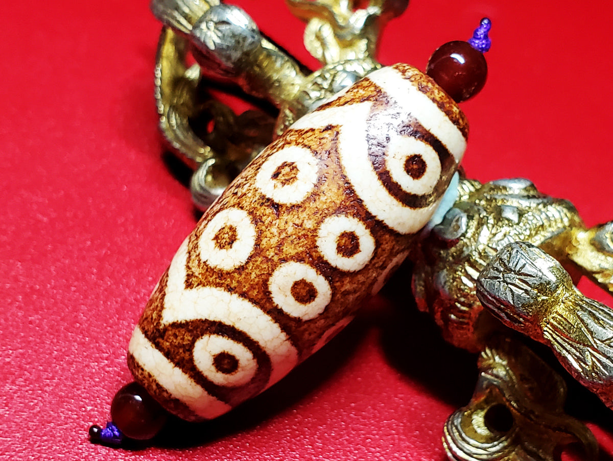 売れ筋 特価‼️希少‼️西蔵老礦手工伝承双天地天珠 極上秘蔵天珠