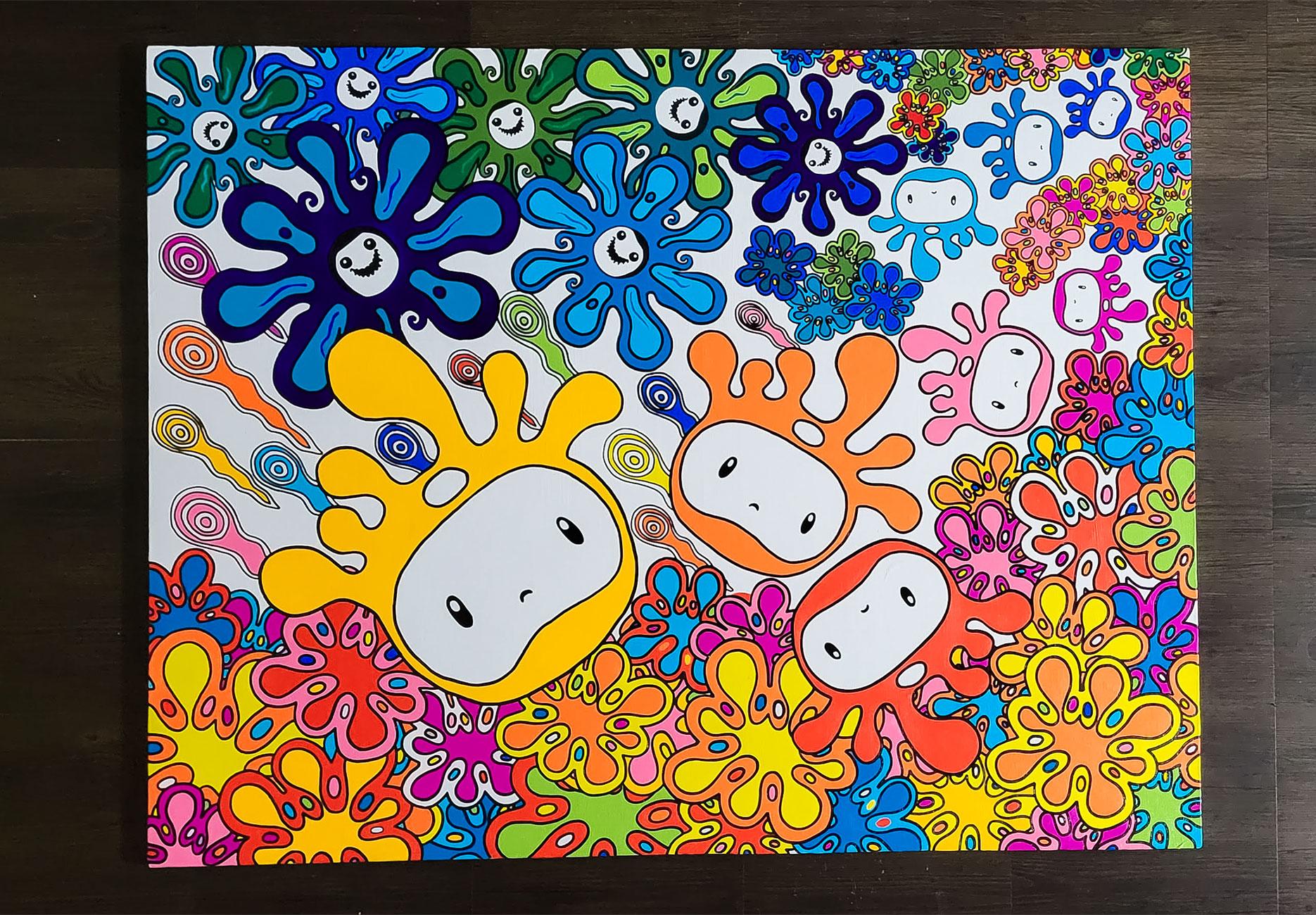 ☆画家 鈴木哲也☆合板(467×430mm)アクリル原画1点物☆送料無料#125