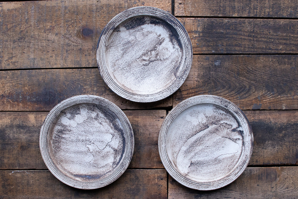 山元一真 / 錆白泥 6寸リム皿 プレート 淡海陶芸研究所 うつわ 陶芸