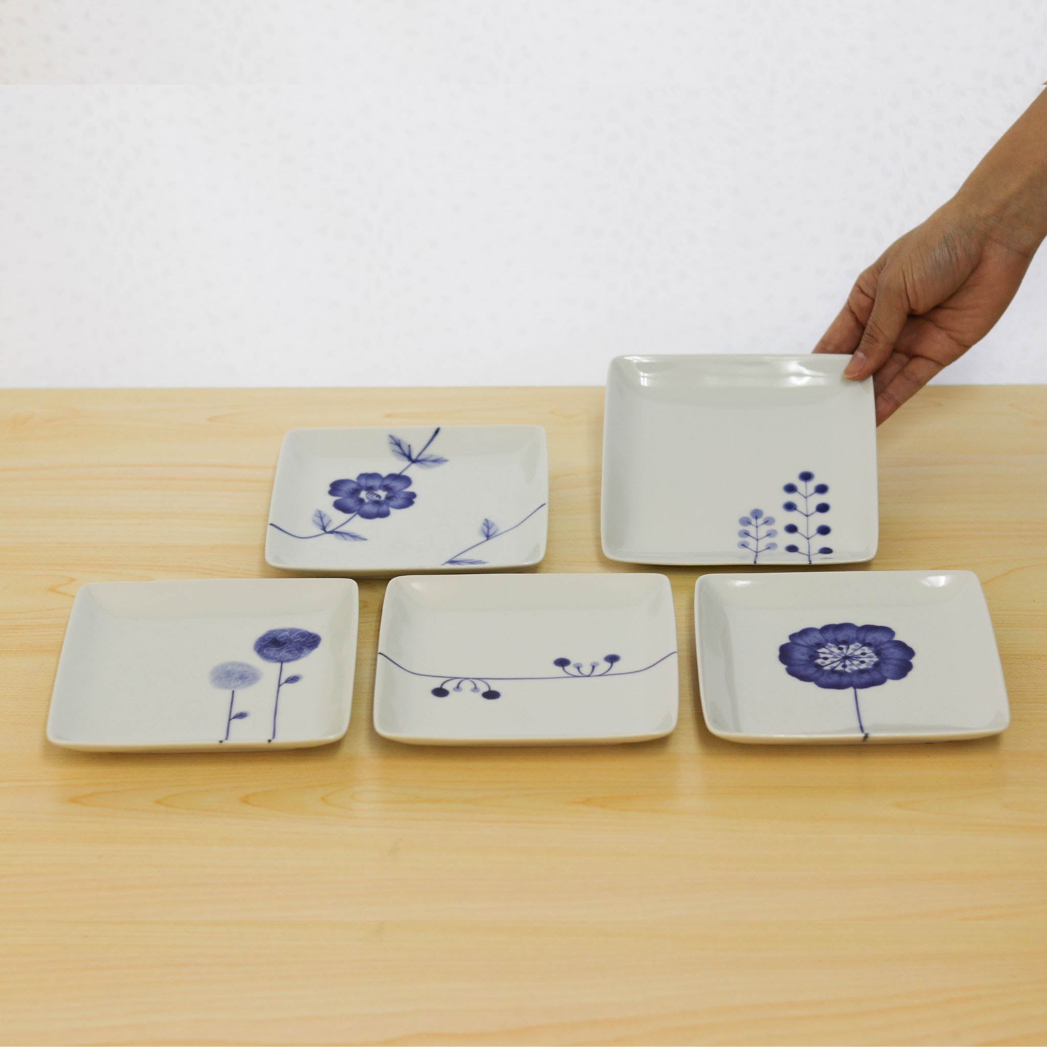 波佐見焼 皿 | フラワーズ 角皿揃 | 5枚セット | 浜陶