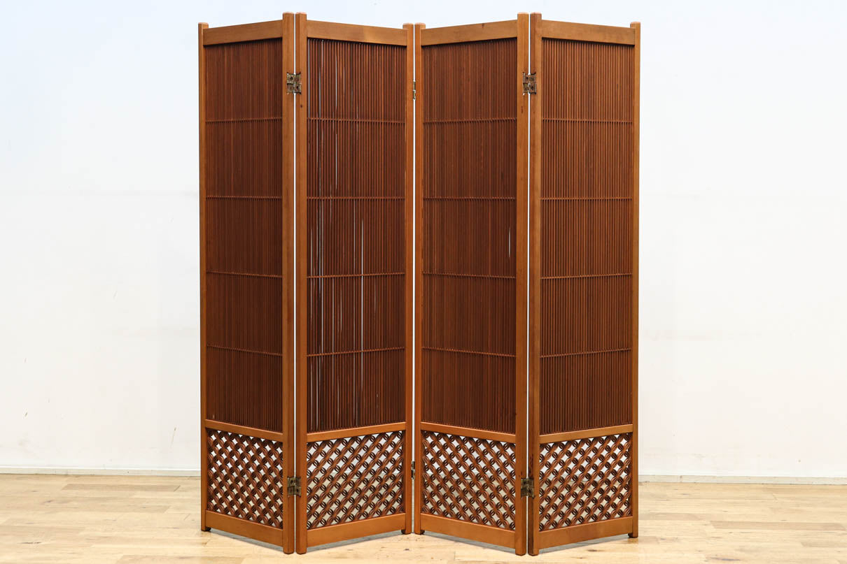 縦繁と七宝装飾の品のある四つ折り衝立 DC6641 – 古福庵 [ KOFUKUAN