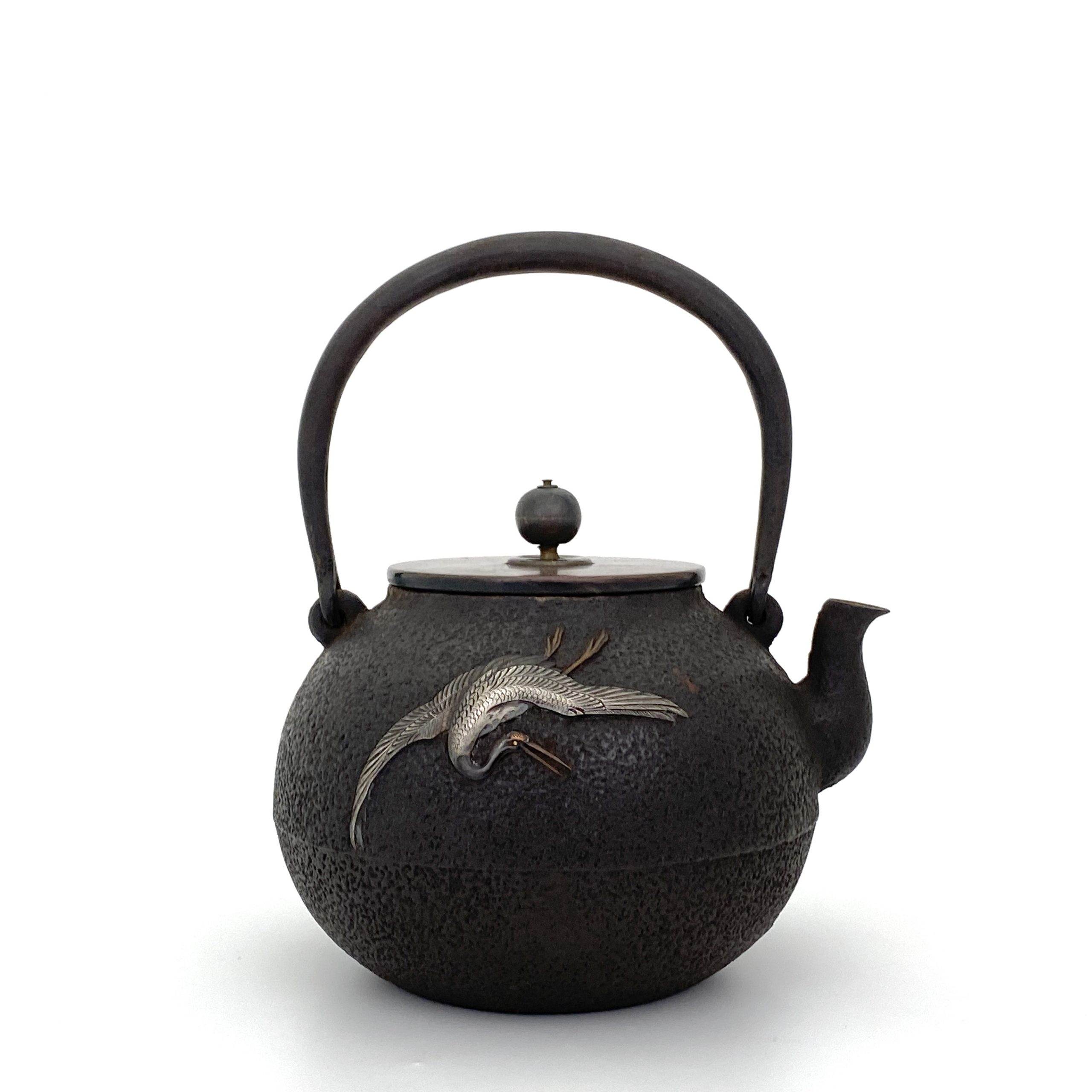 茶道具 南部照光堂造 柚子肌柿紋鉄瓶