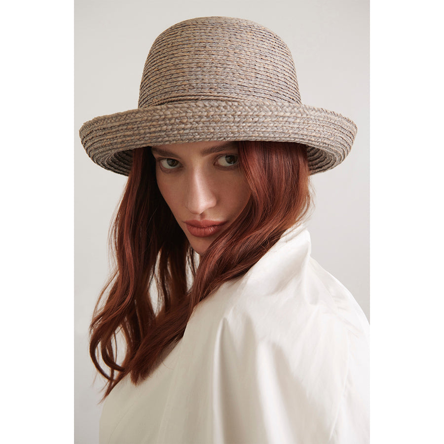 Prima 8 | Women's Raffia Gray Hat | Helen Kaminski