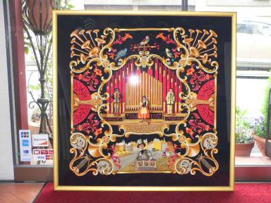 フレーム付きエルメス 額装 インテリア エルメスのスカーフを額装しま