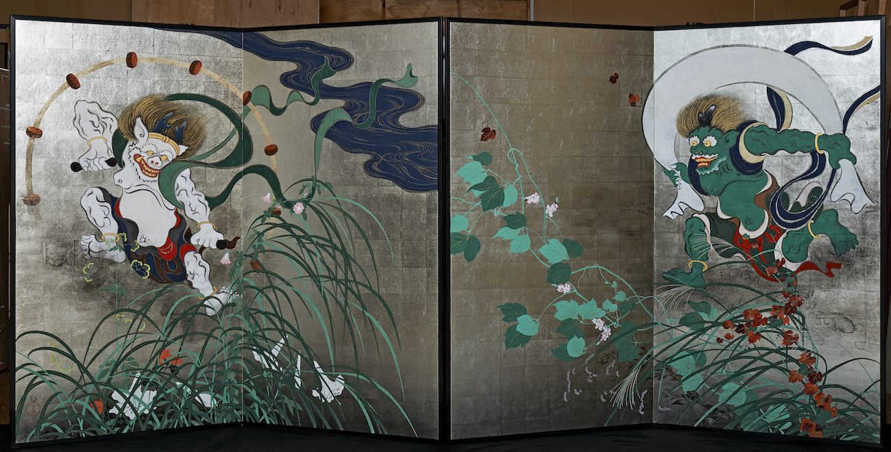 3096 尾形光琳 「風神雷神図」 シルクスクリーン 紙本 工芸印刷 日本画