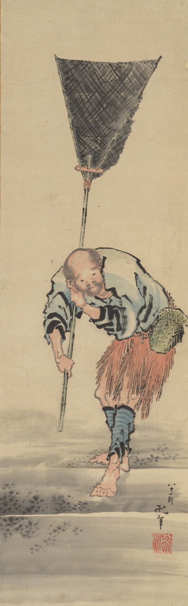 古画、さまざまな舟の生活 肉筆水彩画です。日本にはない表現が随所に