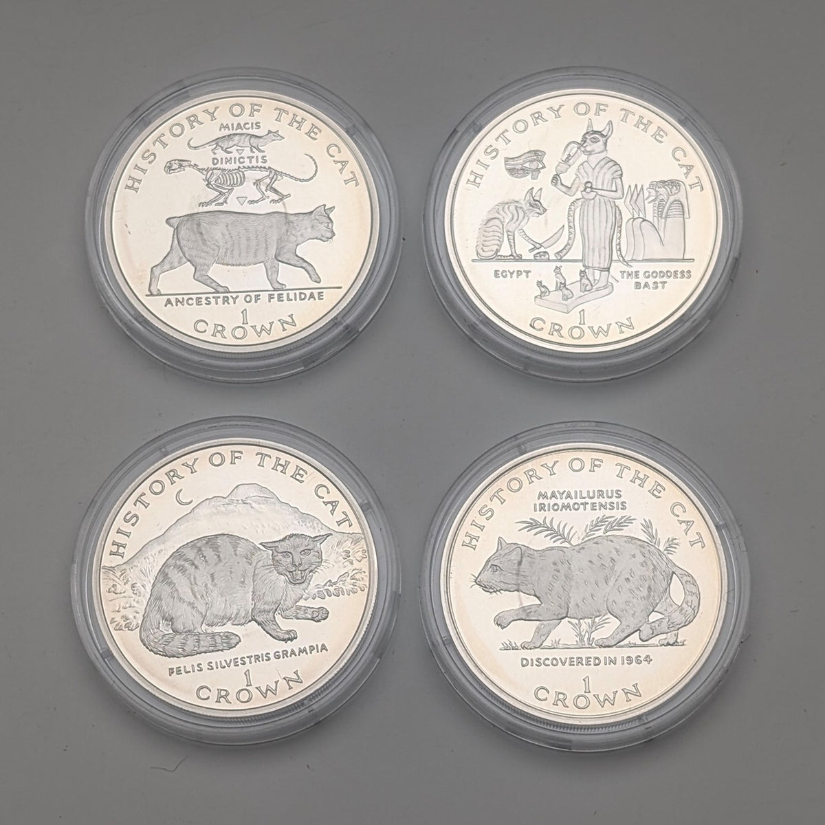 英国マン島 クラウン銀貨 猫の歴史シリーズ：4枚セット PobjoyMint