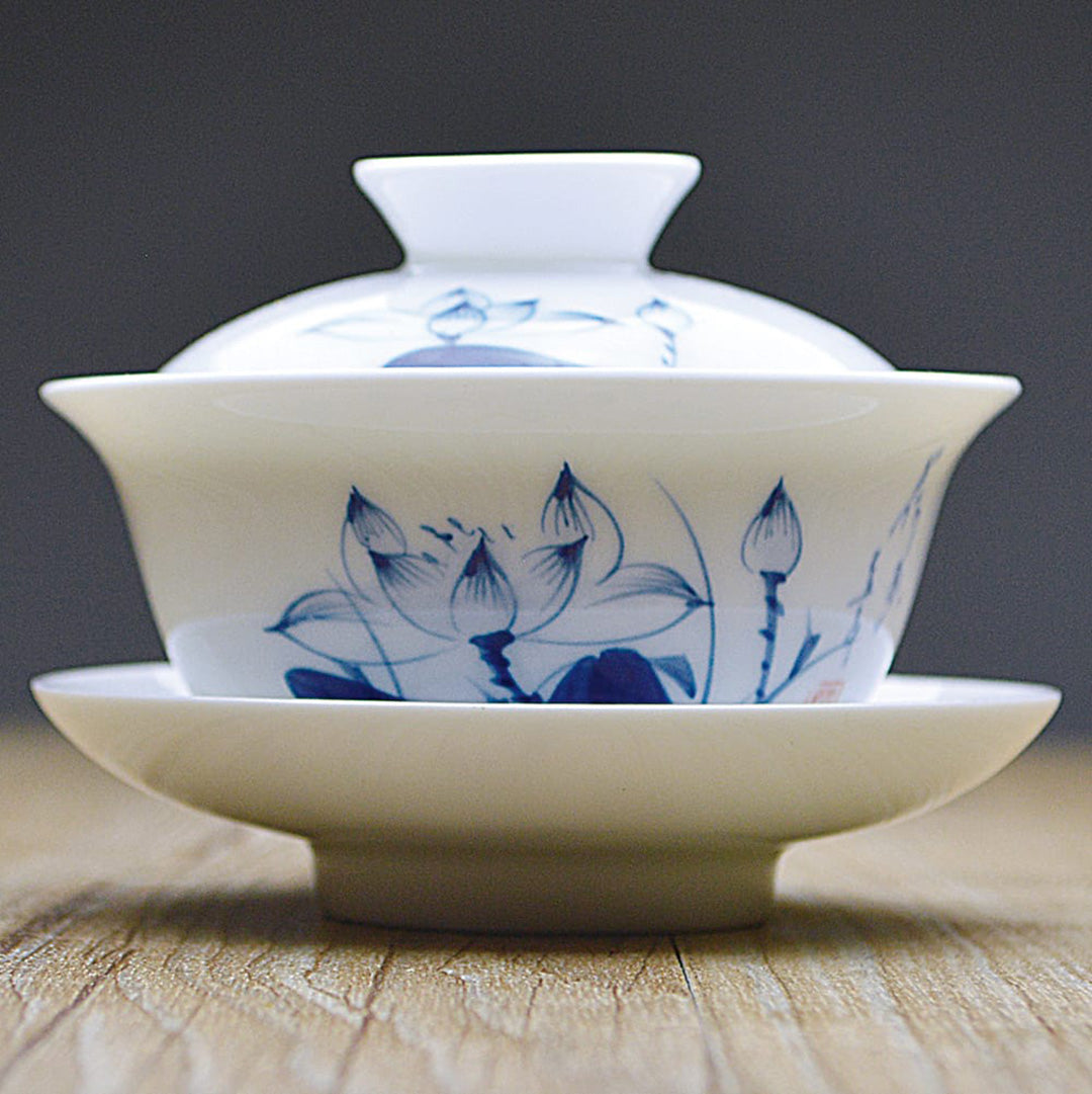 蓋碗（蓮生）青花｜中国茶器通販の天香茶行