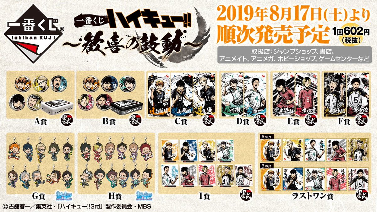 ハイキュー 缶バッジ 一番くじ 歓喜の鼓動 B賞 一番くじ ハイキュー!!～