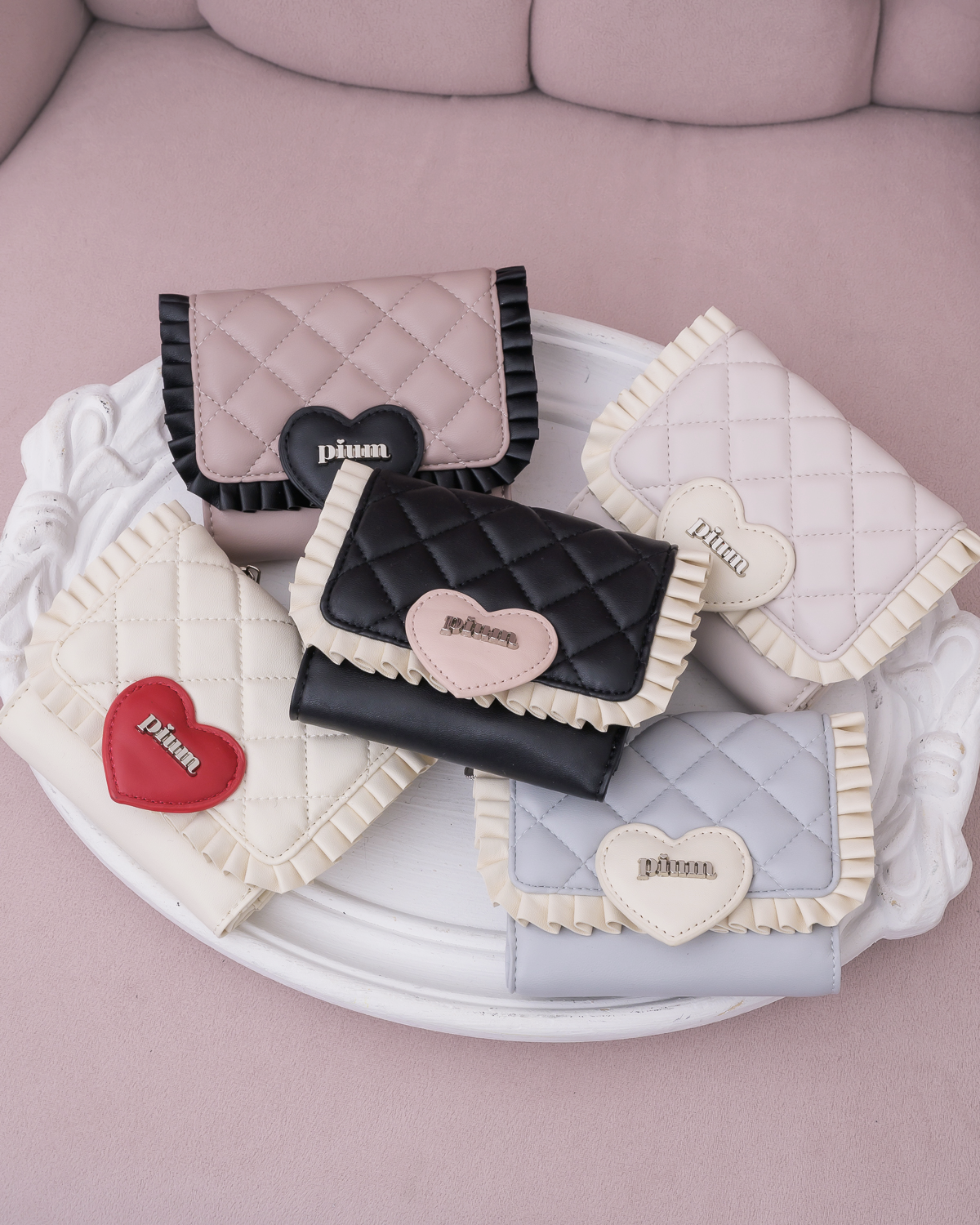 piumハートキルティングミニウォレット