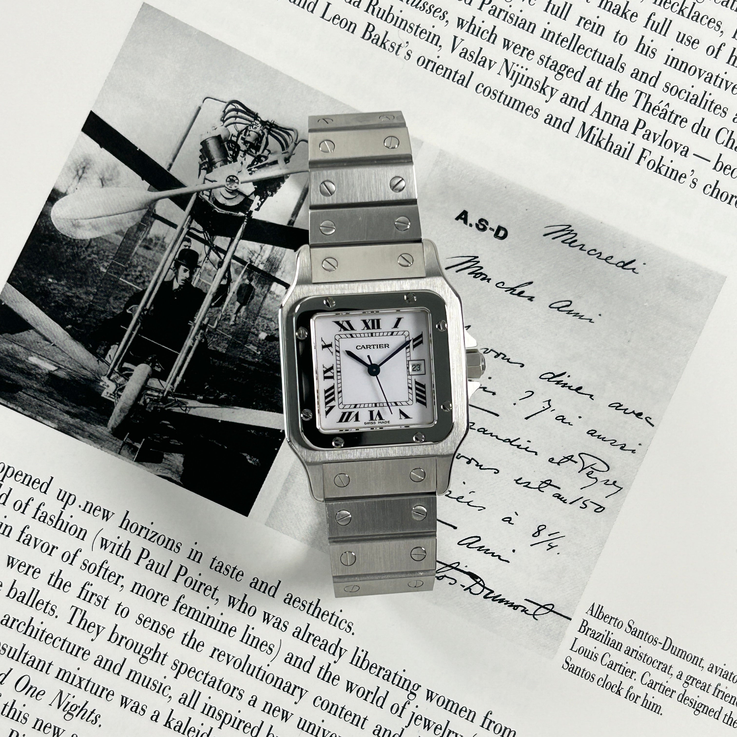 A rare early Santos Galbe model in all stainless steel