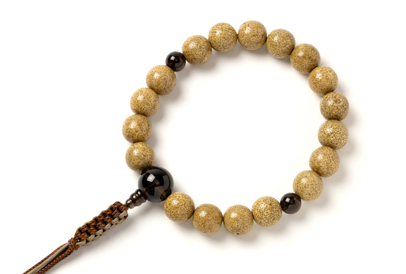 星月菩提樹18玉単念珠茶水晶仕立 – 京念珠ぜにや