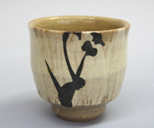 いしちゃん 濱田庄司作 益子焼 鉄釉 四方花生 共布共箱 M R8832B 濱田