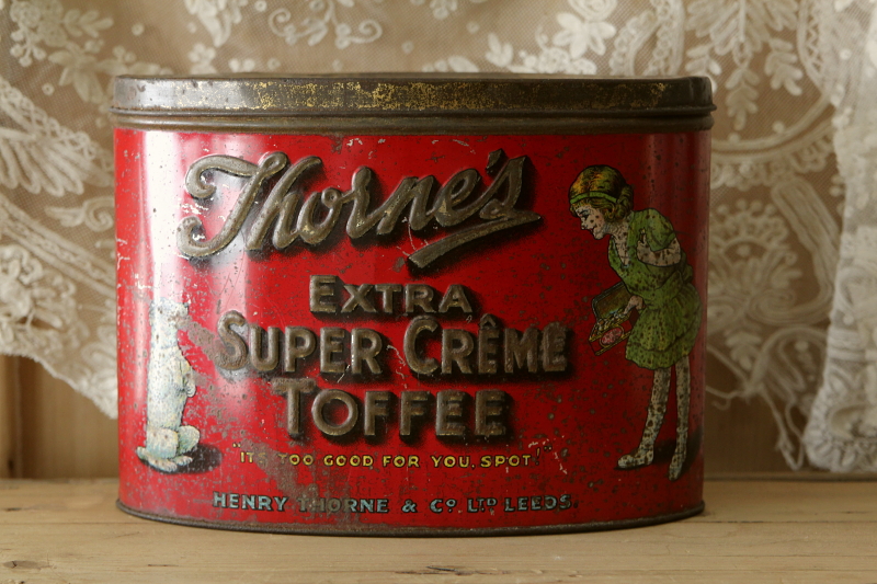 アンティークブリキ缶 お菓子缶 イギリス トフィー THORNE'S toffee