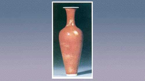 中国 缸豆紅釉 花瓶 V 9815A 中国 窯変紅釉花口大瓶