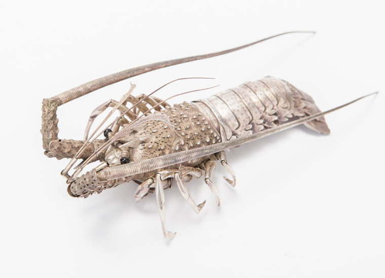 金工美術 純銀製 伊勢海老 エビ 古美術骨董 金工美術 純銀製 伊勢海老