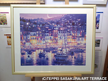 笹倉鉄平 ヴィルフランシュ 中古 大判額装アートポスター グッズ～笹倉