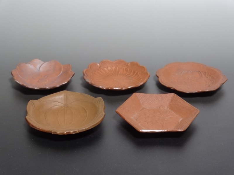 備前 花文 せんべい皿5種 仙遊洞