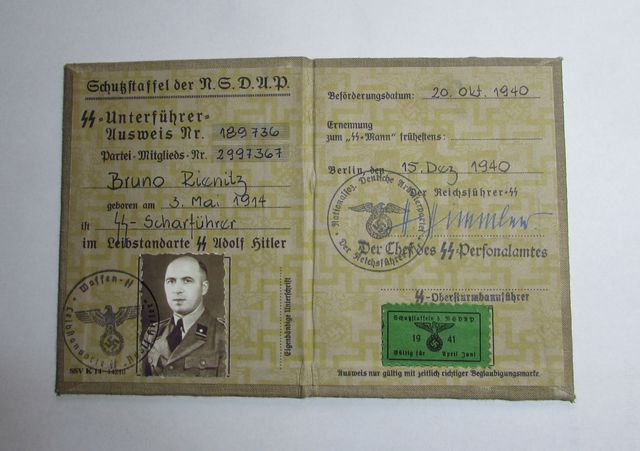 ナチスドイツ軍SS第一機甲師団身分証明書 | ナチス軍服販売 BWドイツ