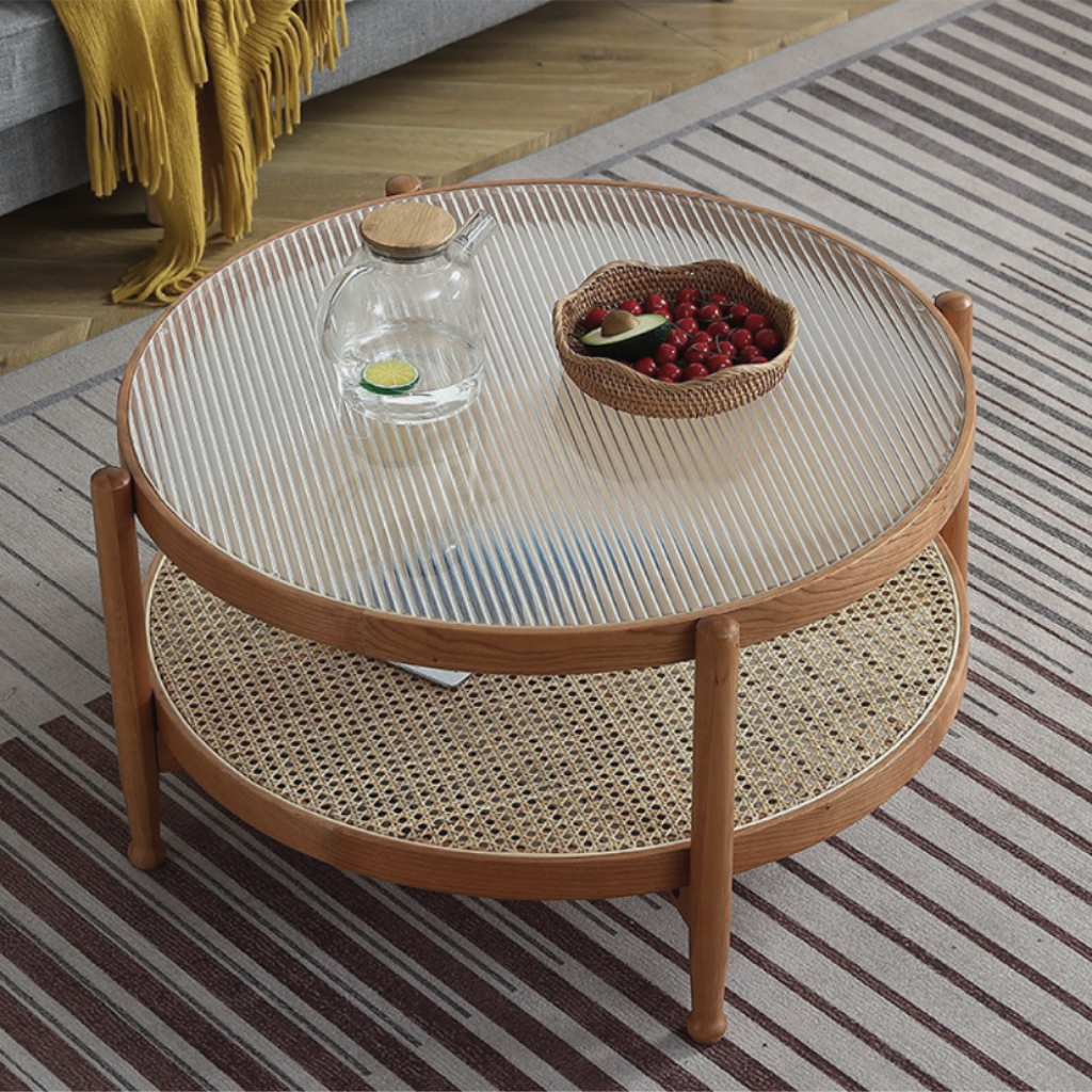 ラタン テーブル 家具 ハワイ ハワイラブ ホワイトラタン ガラス天板