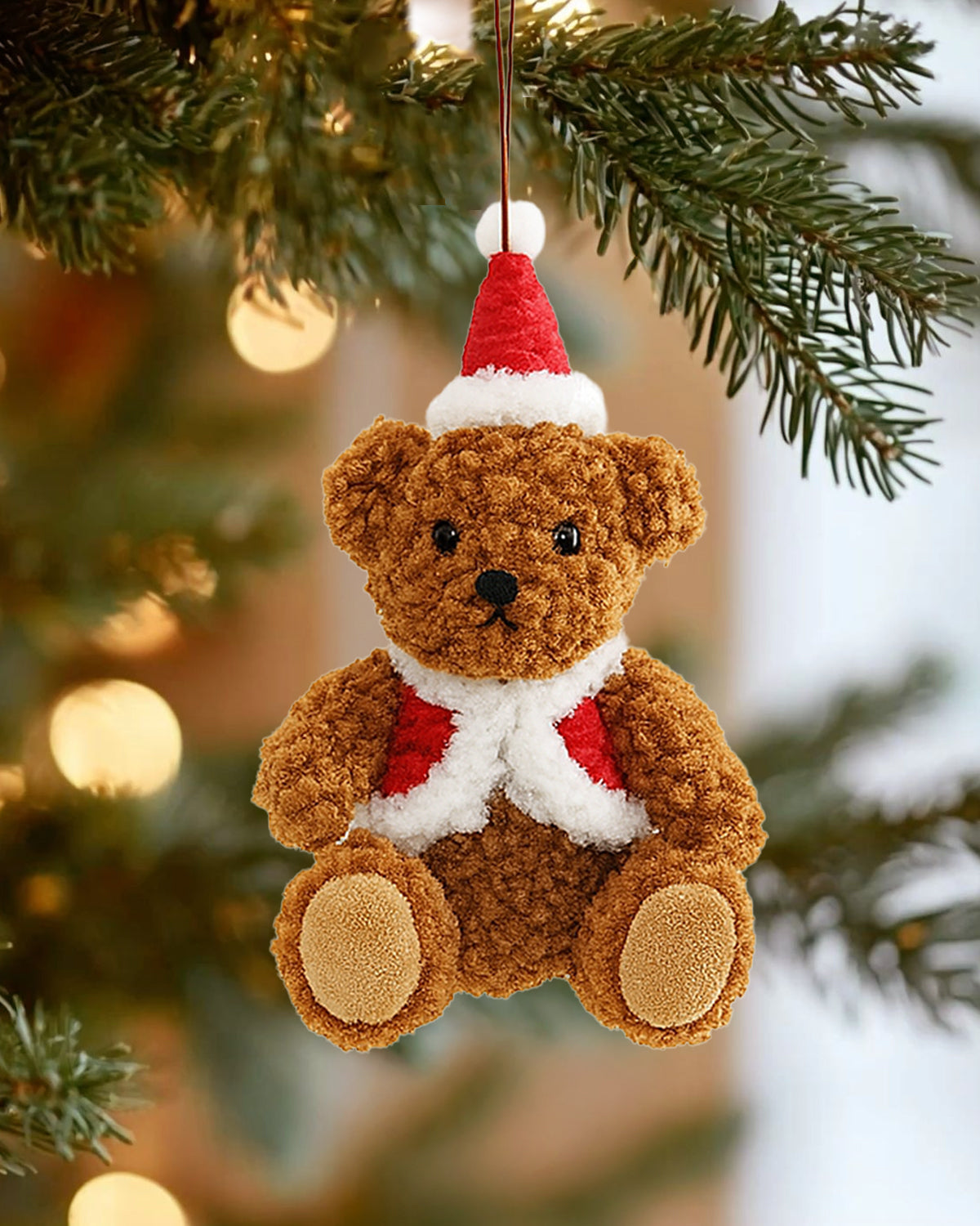 Plush Teddy Bear Christmas Ornament – Cozy Holiday Decor/Assorted