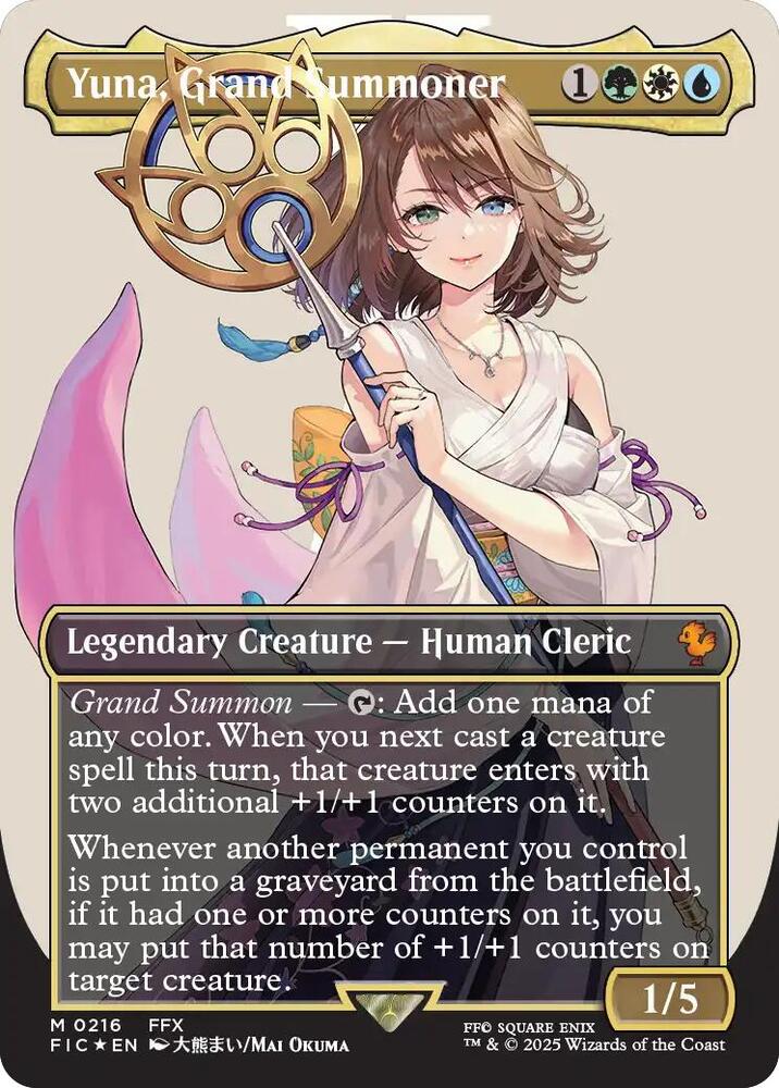 Yuna, Grand Summoner (Borderless) (Surge Foil) - Commander: FINAL