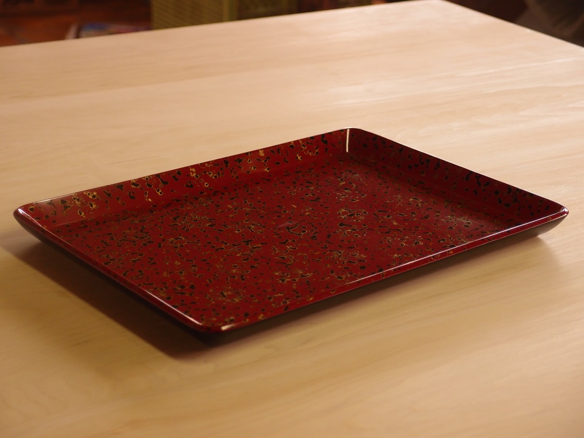 蔵出し！✴︎津軽塗・唐塗長手浅堀盆・卓上盆『おもてなし膳』5膳 ✴︎