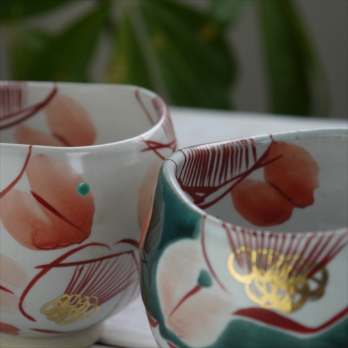 九谷焼/虚空蔵窯/いっぷく碗/釉彩椿/Φ10 X H8 - テーブルライフストア