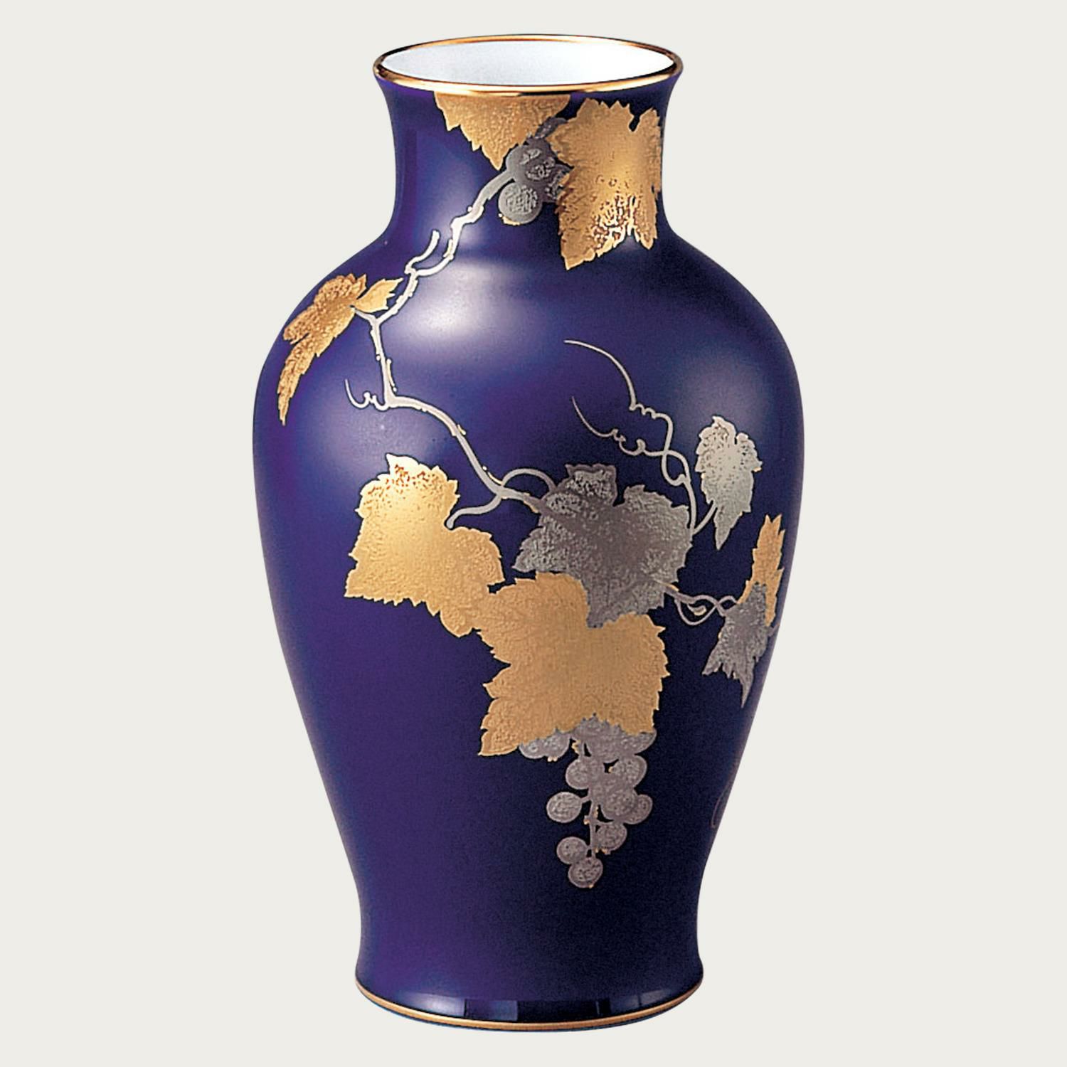 Noritake 美術品 花瓶 瑠璃金彩葡萄盛 52922 希少品 共箱付 美品