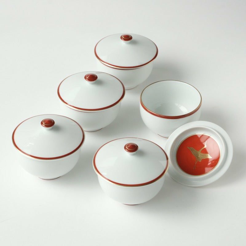 緑色 鶴模様 茶碗 緑色 鶴模様 茶碗