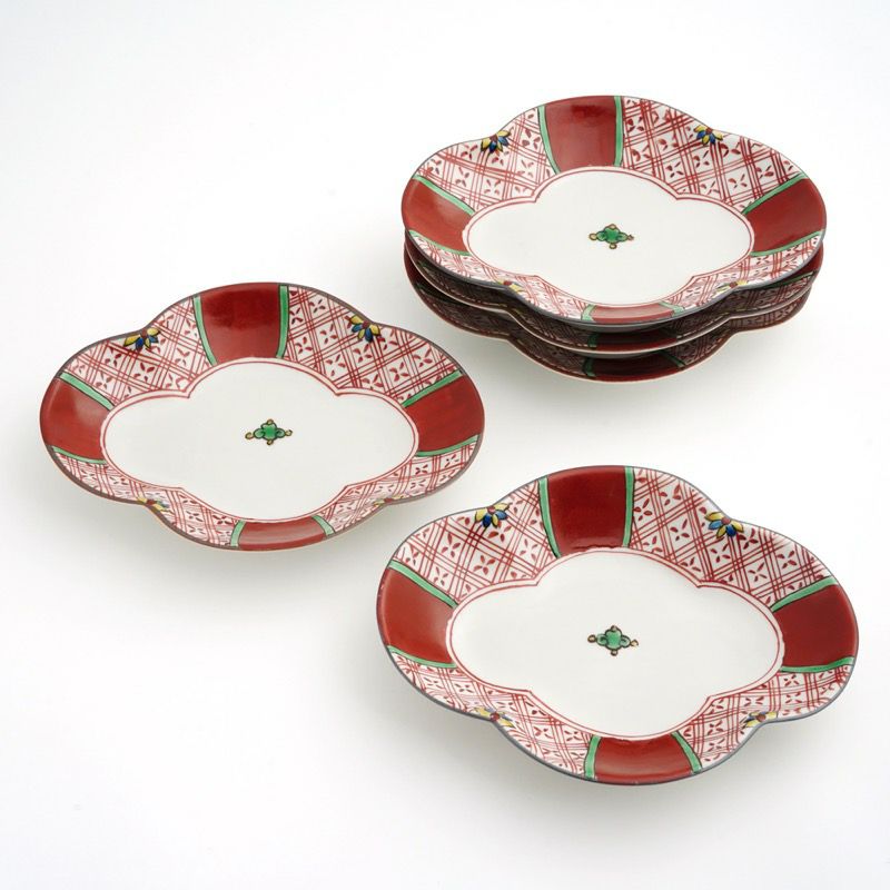 古九谷 九谷焼 赤絵 永楽 菓子皿 茶道具 6客 古九谷 九谷焼 赤絵 永楽