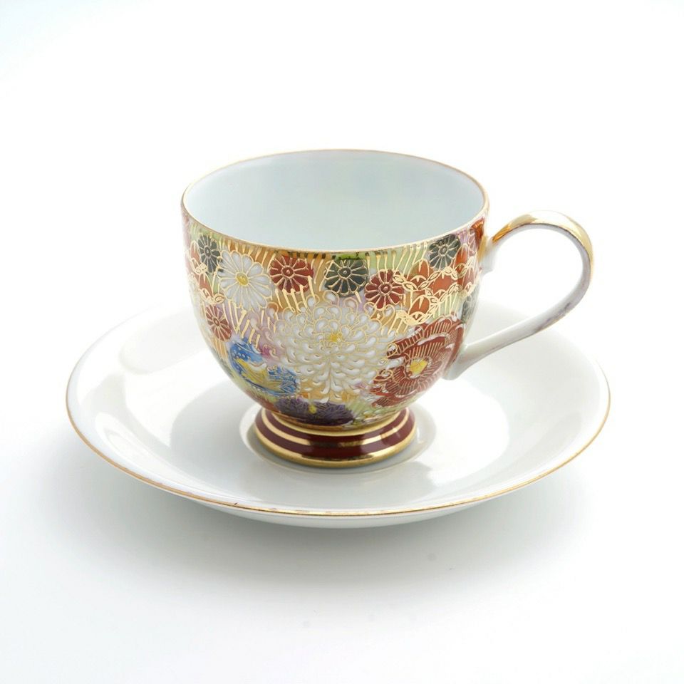 九谷焼 九谷祥隆 花詰 ティーカップ＆ソーサー 6客セット 九谷焼 九谷