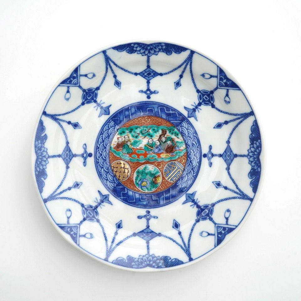 九谷焼 伝統柄 【九谷焼】時代絵 5.2号皿揃〈5枚〉 |皿や鉢など和食器