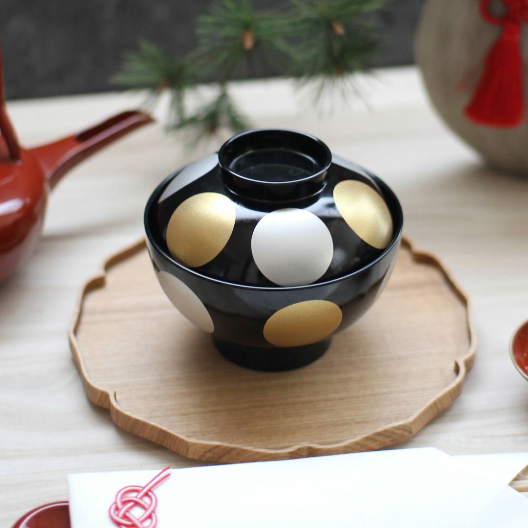 和モダン漆器 【越前塗】日月雑煮椀（黒）〈1個〉 |皿や鉢など和食器の