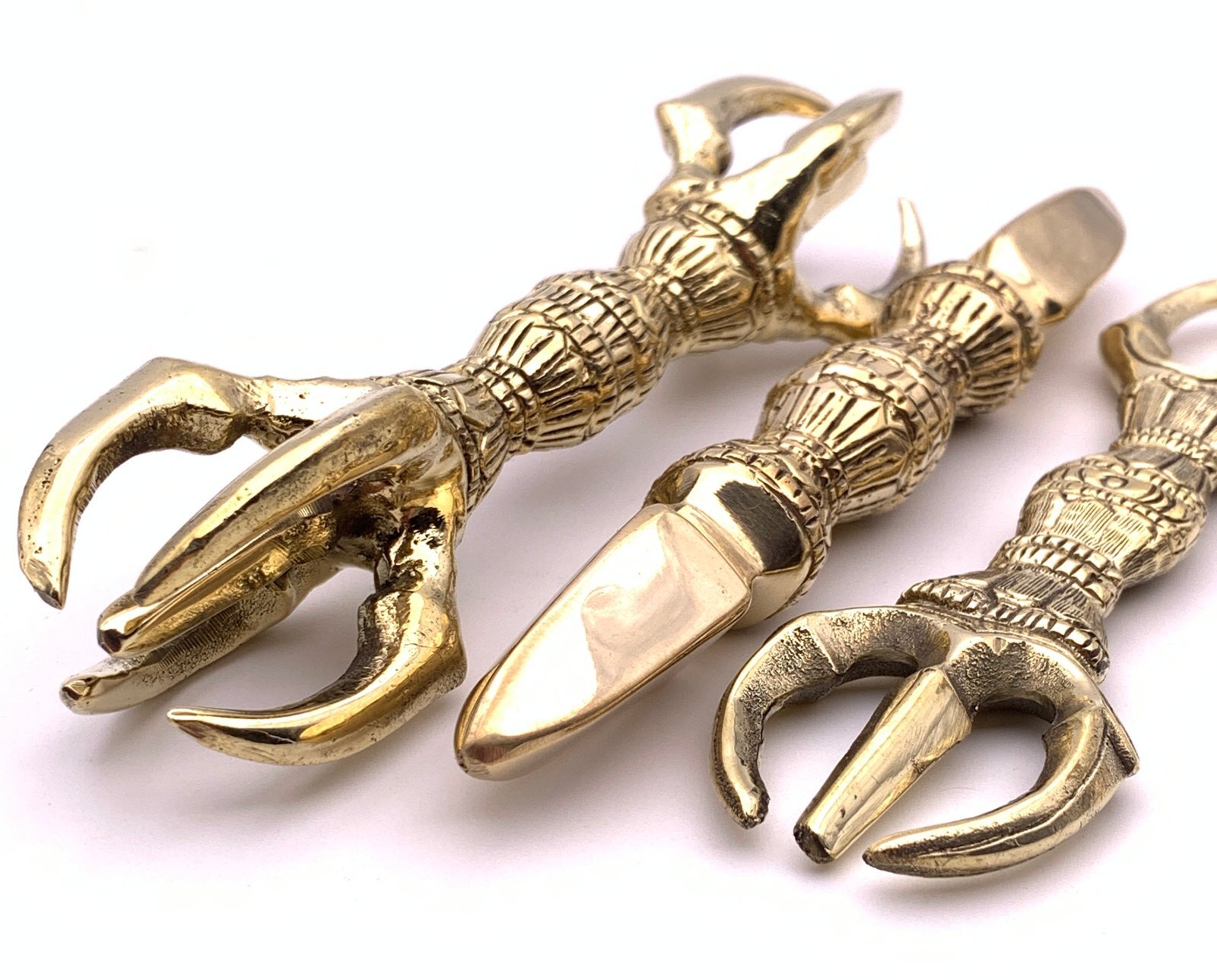 ◇チベット密教法具金剛杵セット◇独鈷杵&三鈷杵&五鈷杵◇ゴールド