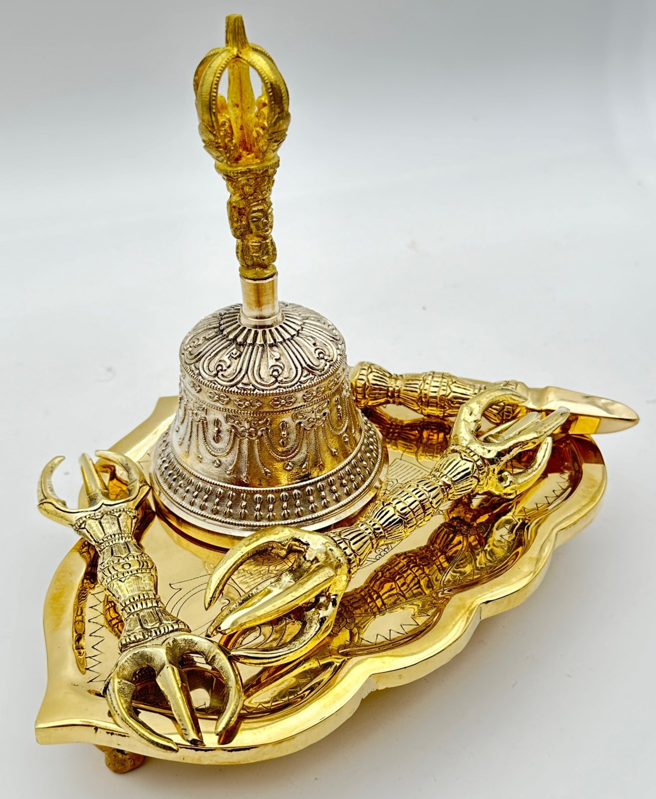 修縁堂】五鈷杵 金剛杵 真鍮製 チベット仏教 真鍮 寺院仏具 法器 修縁