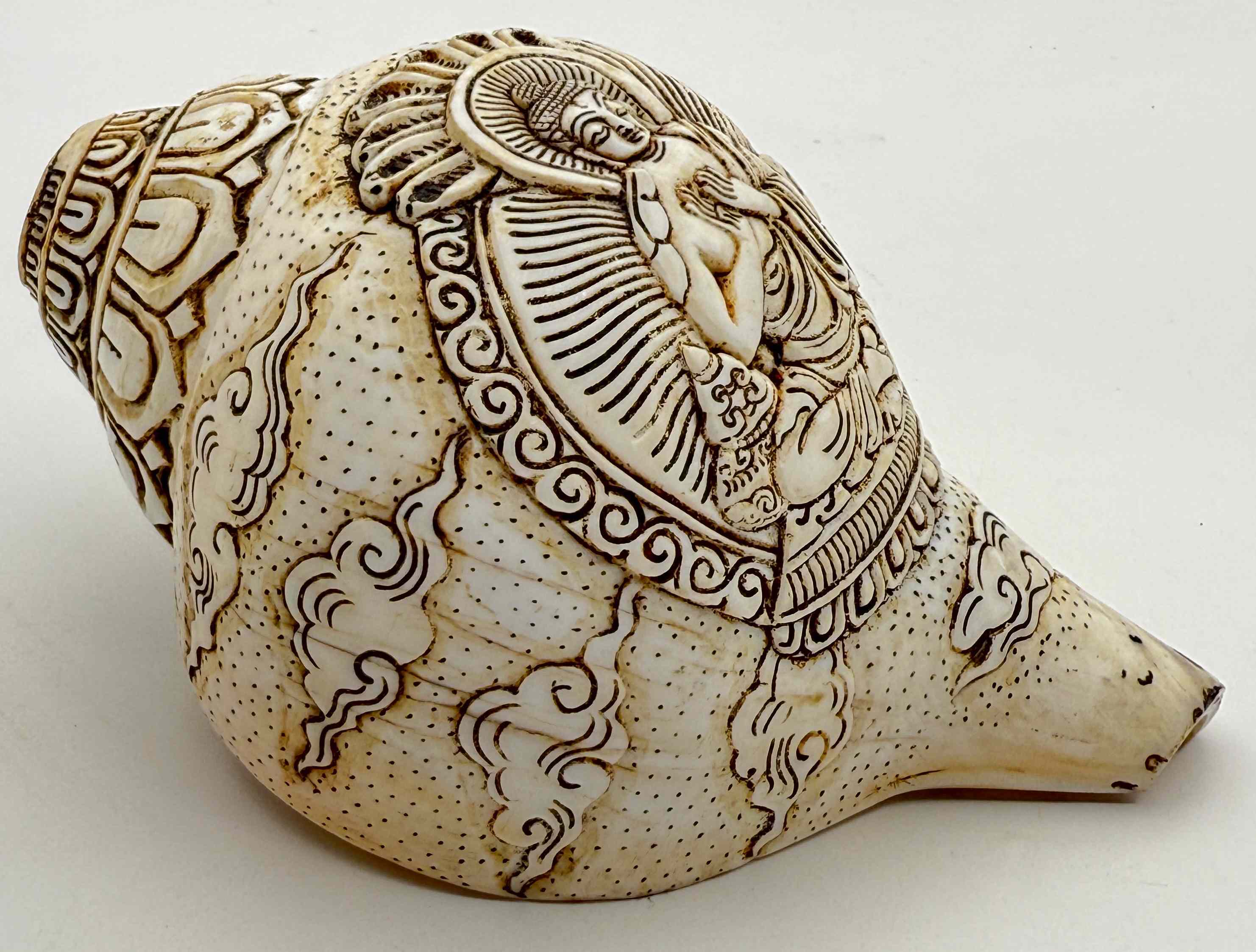 ◇チベット密教法具 法螺貝（シャンカ）・ナーガールジュナ（龍樹