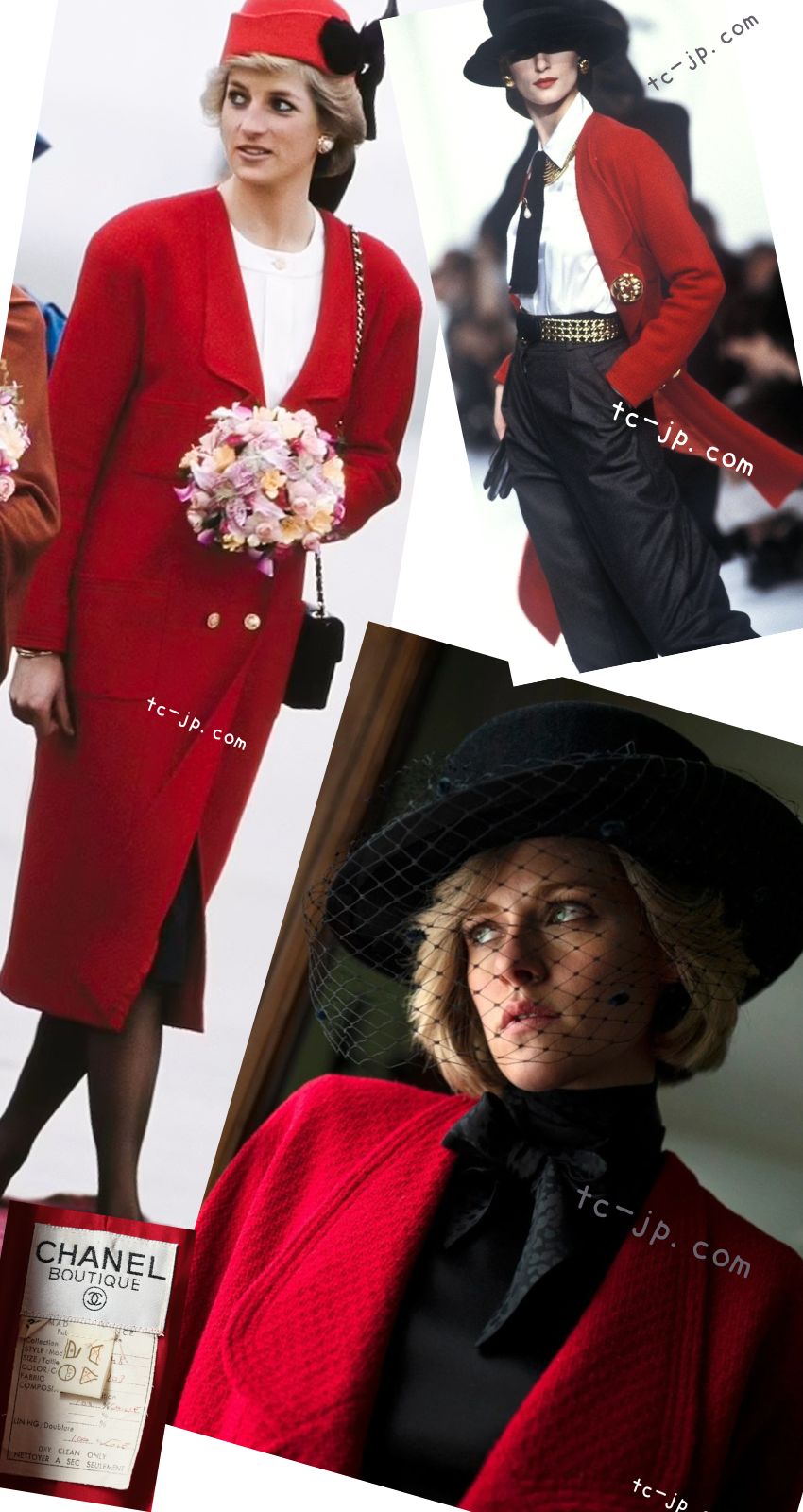 シャネル ジャケット コート CHANEL ダイアナ王妃 レッド