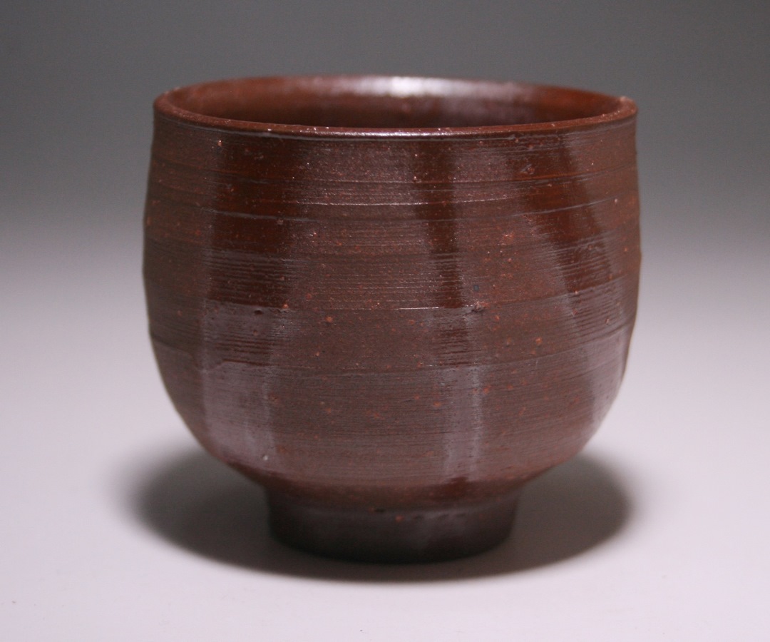 藤原雄 ☆ 備前 火襷 ぐい呑 ☆ アウトレット 共箱 共布 栞 ☆ 人間