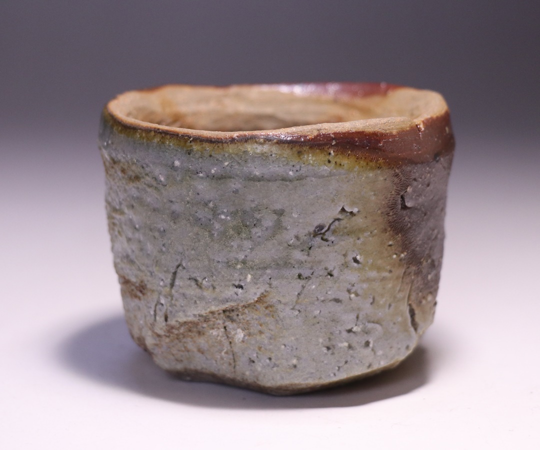 備前焼 有名作家 原田拾六作 緋襷湯呑み 備前焼 有名作家 原田拾六作