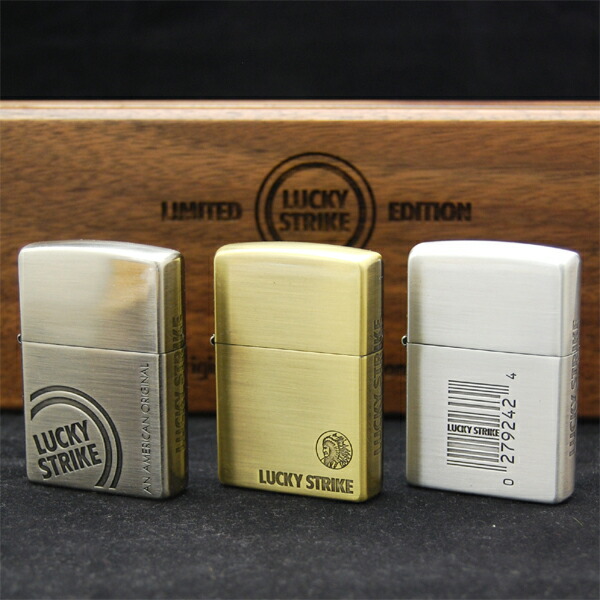 楽天市場】LUCKY STRIKE 木箱入り 3点セット Original ZIPPO