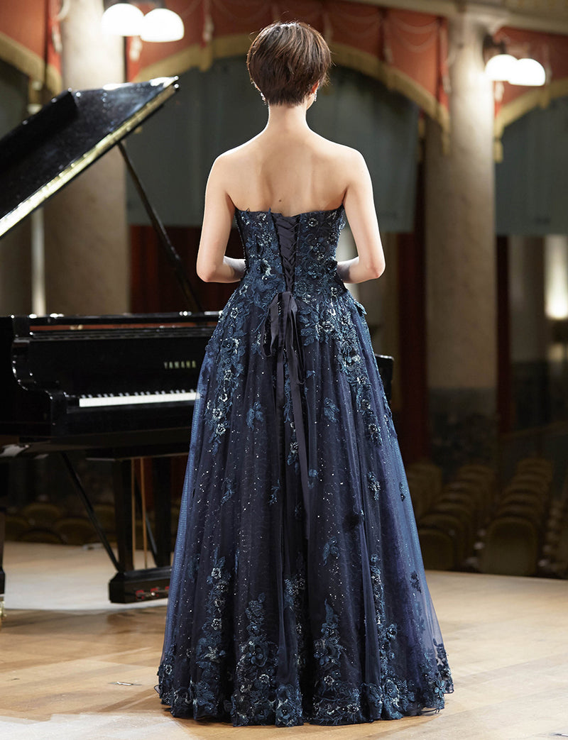 ダークネイビーロングドレス・TW1901-DNY｜演奏会・発表会ドレスの