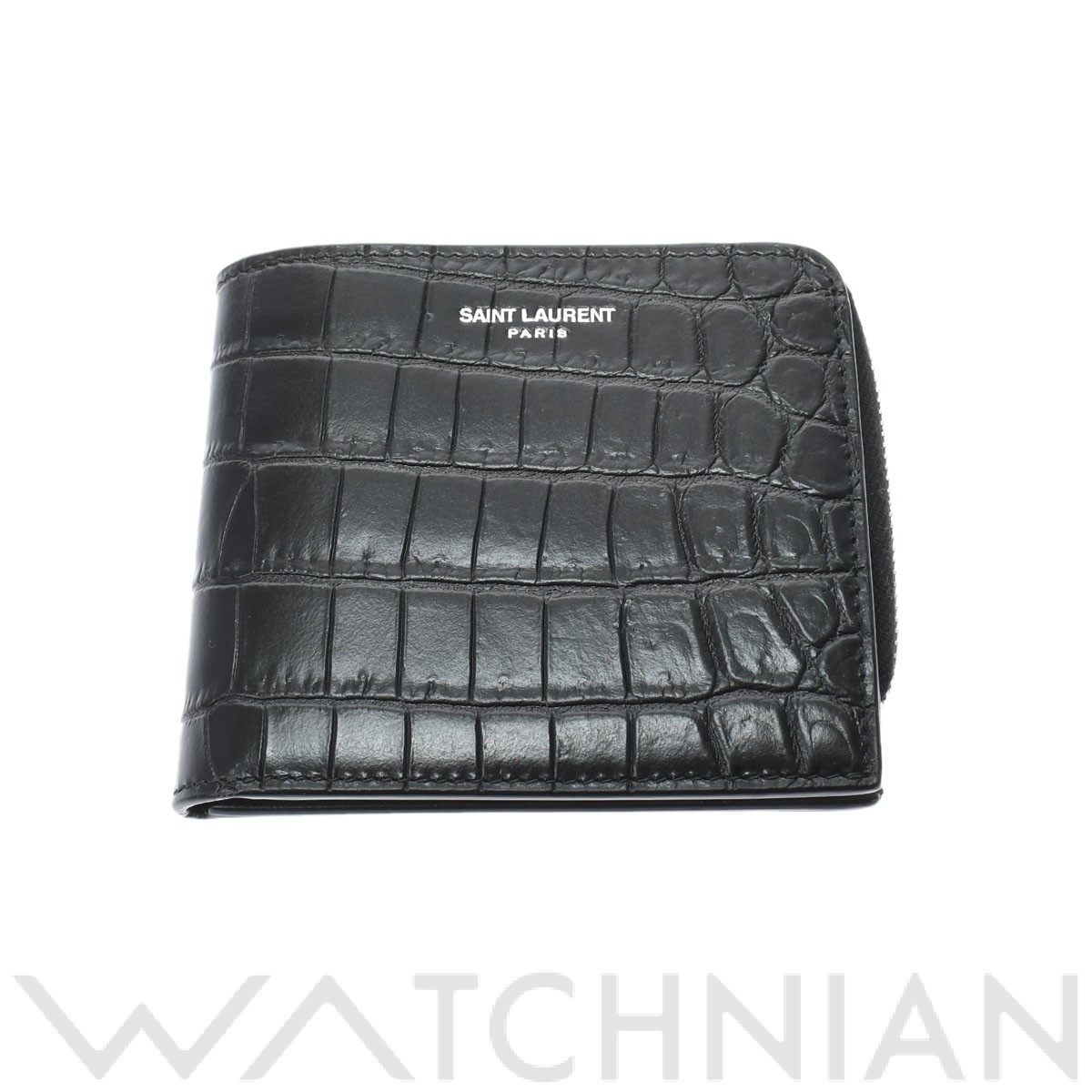 SAINT LAURENT 二つ折り財布 黒 クロコダイルレザー 【公式通販】